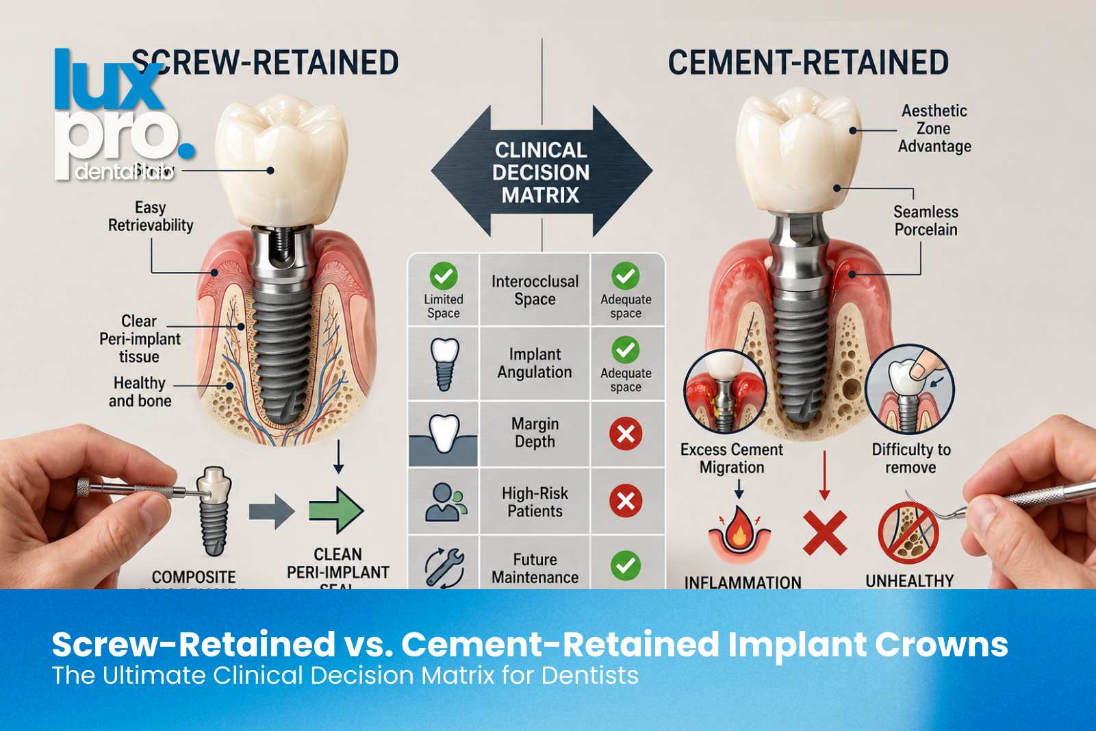 Screw-Retained vs. Cement-Retained Implant Crowns: The Ultimate Clinical Decision Matrix for Dentists
